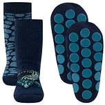2-pack Antislipsokken Ewers - Donkerblauw met Krokodil & Donkerblauw met Staalblauwe Schubben - Noppen Antislip