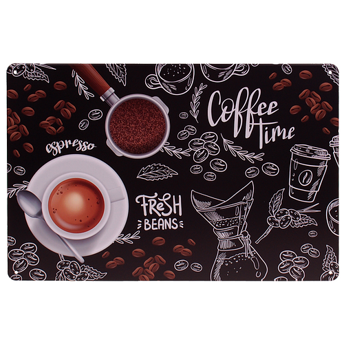 Metalen Plaatje - Coffee Time - Fresh Beans - 20x30cm