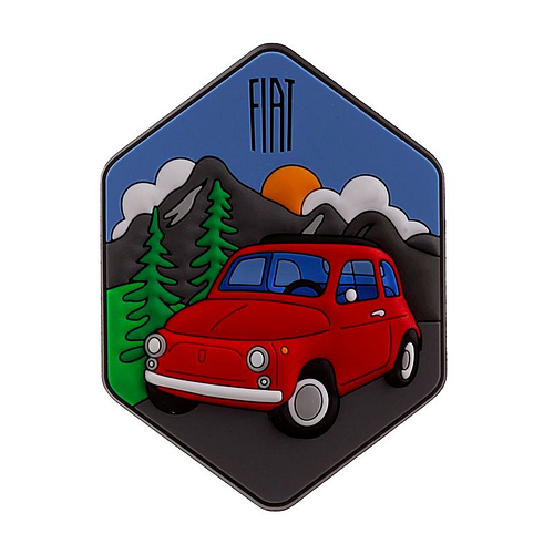 Koelkastmagneet - Fiat 500 Rood Bergen Dolomieten - PVC - 8x6cm