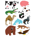 Stickers - Wilde Dieren & Zoogdieren Diversen - Scrapbook Hobby DIY - 2 Stickervellen - 4.4-8.2cm - 22 Stuks