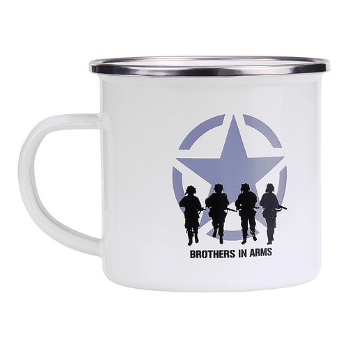  Emaille beker soldaten wit - Brothers in Arm