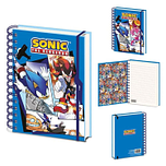 Notitieboek Sonic the Hedgehog 3D Front - A5 Gelinieerd Ringband - Sonic & Amy Rose Comic - Blauw met Elastiek