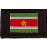 Zwarte klittenbandportemonnee 12x9cm - Applicatie 8x6cm vlag Suriname