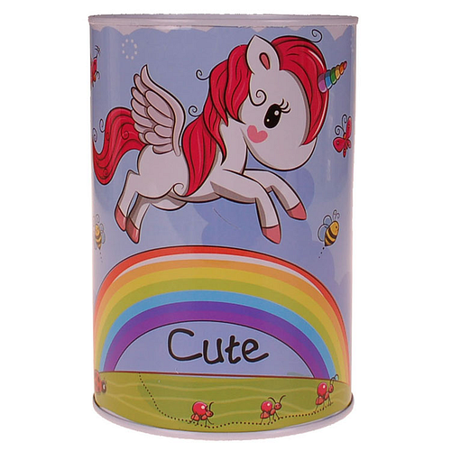 Spaarpot Blik - Eenhoorn Unicorn - Cute Regenboog - 15x10cm