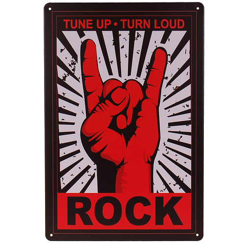 Metalen Plaatje - Rock - Tune Up & Turn Loud  - 20x30cm