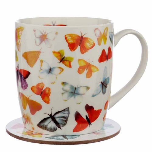 Beker met onderzetter Vlinders