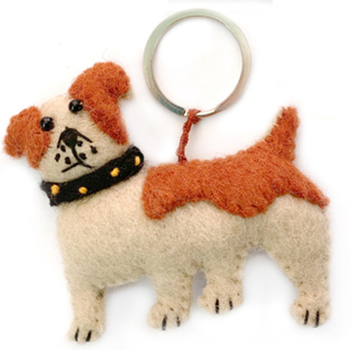 Vilten Sleutelhanger/tashanger hond - Bulldog - 8cm