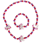 Kinderketting en armbandje paars en roze kraaltjes eenhoorns