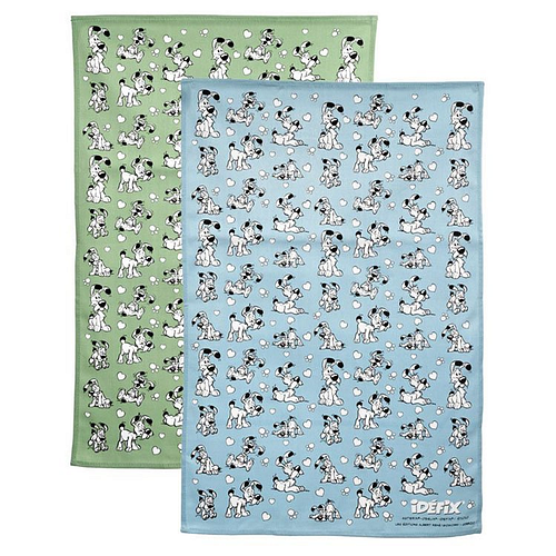Set van 2 theedoeken groen en blauw - Asterix - Idefix