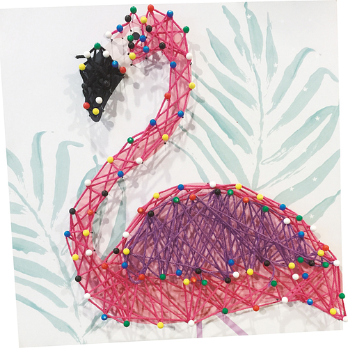 Knutselset - String-Art Flamingo - Roze - Hobby DIY Kind 3+ - 21x21cm