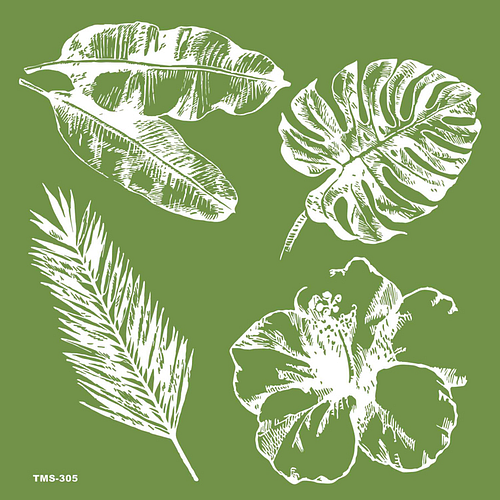 Stencil/Zeefdruk Mal/Tamponeren - Tropische Bladeren & Bloem - Hobby/DIY - Herbruikbaar - 15x15cm