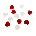 Vilten slinger hartjes klein rood wit - 5cm - 150cm lang