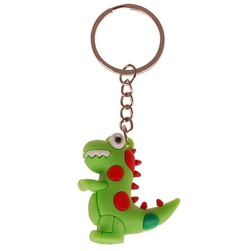 Sleutelhanger - Dinosaurus 3D Cartoon - Lichtgroen/Rood - PVC - 4,5cm