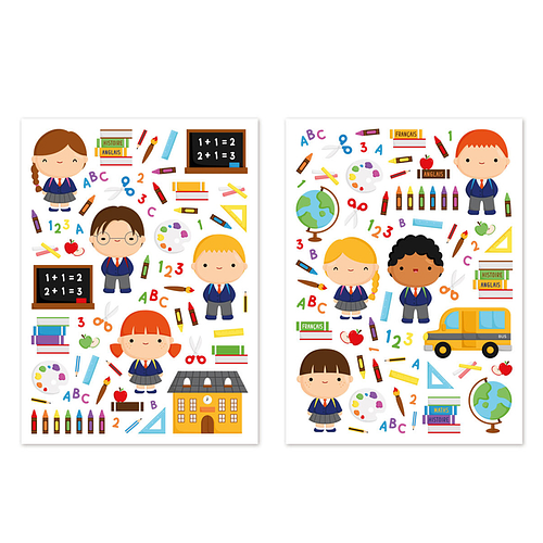 Stickers - School Leraren/leermiddelen - Scrapbook Hobby DIY - 2 Stickervellen - 0.9-6.2cm - 132 Stuks