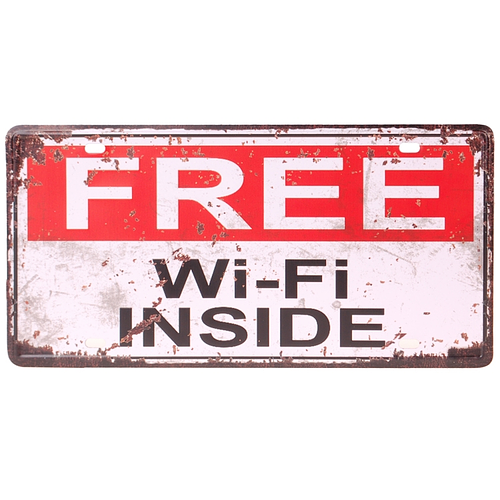 Amerikaans nummerbord - Free wifi inside