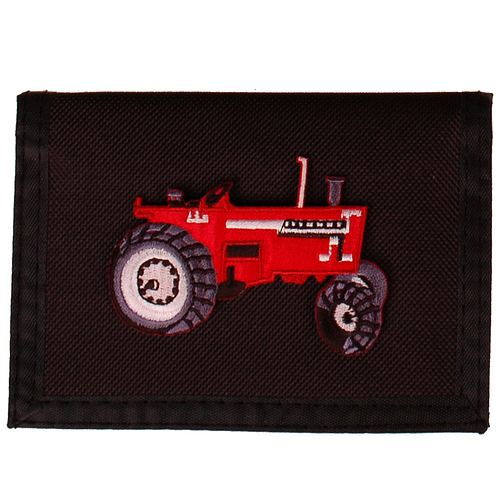 Portemonnee zwart 14x10cm - Trekker Tractor Rood - 7,5x4cm 