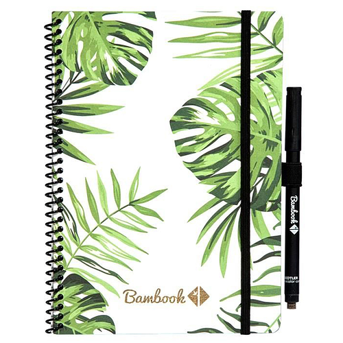 Bambook Uitwisbaar Notitieboek Tropical - A5 - Uitwisbare Pagina's en Stift met Gum - Elastiek - Softcover