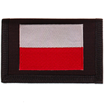 Zwarte klittenbandportemonnee 12x9cm - Applicatie 8x6cm vlag Polen