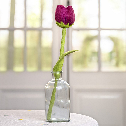 Vilt Bloem - Tulp "Mila" Fuchsia - 40cm - Fairtrade Homedecoratie