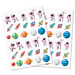 Stickers 2 Vellen - Astronauten & Raketten & Planeten - Scrapbook Hobby DIY Stickervellen - 1.7-4,2cm - 60 Stuks