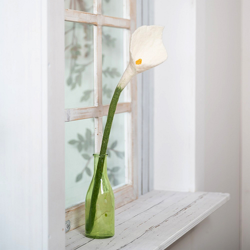 Bloem Vilt - Calla Wit - Groen met Wit - 50cm - Fairtrade Homedeco