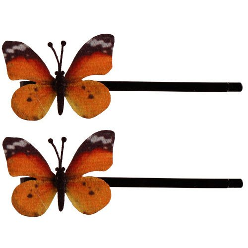Schuifspeldjes stoffen vlindertje oranje - 4 cm 