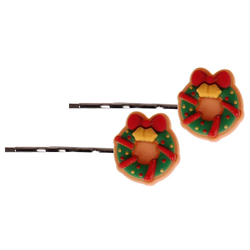 Schuifspeldjes Zilverkleurig Kerstthema - Kerstkrans - Set 2 Stuks - 2,5cm