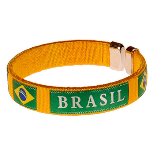 Armbandje - Brasil Vlag - Geel/Groen - Voetbal - Onesize 