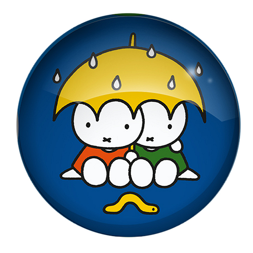 Koelkastmagneet - Glasmagneet Nijntje - Rond Blauw Paraplu&Regen - 3cm