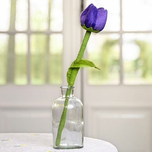 Vilt Bloem - Tulp "Pleun" Paars - 40cm - Fairtrade Homedecoratie