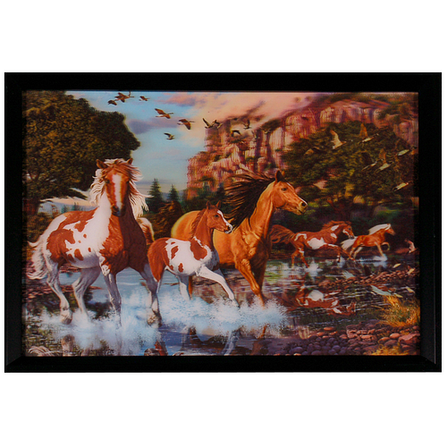 Poster 3D met Lijst - Paarden Western Paint Kudde - 43x33cm