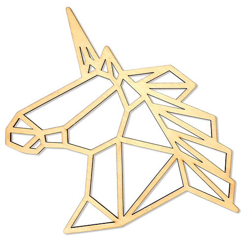 Eenhoorn/Unicorn Geometrische Lijnen - DIY-Deco & Hobby/Creatief - Duurzaam & Onbehandeld Hout - 19.4x23.6x0.3cm