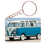 Sleutelhanger 6x4cm - Busje - T1 Blauw - Samba - Oldtimer