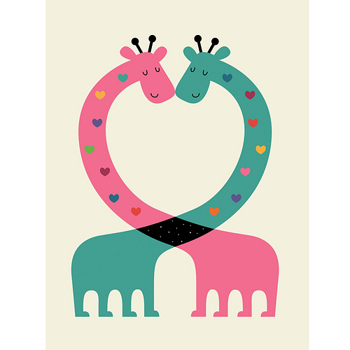 Diamond Painting Knutselset Kind 6+ - Giraffen Roze&Blauw Hartjes - Kaart - incl. Pen - 15x20cm