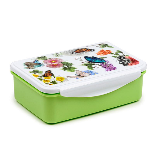 Lunchtrommel/Broodtrommel - Butterfly Meadows / Vlinders & Wilde Bloemen - Clip Lock - 7x21x14,5cm