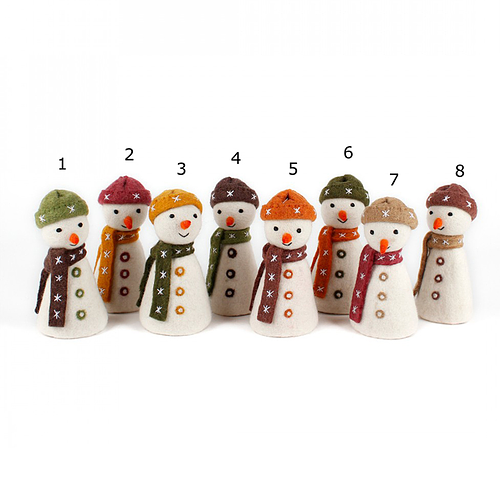 Sneeuwpop Vilt - Diverse Aardetinten - Muts & Sjaal - 14cm - Fairtrade
