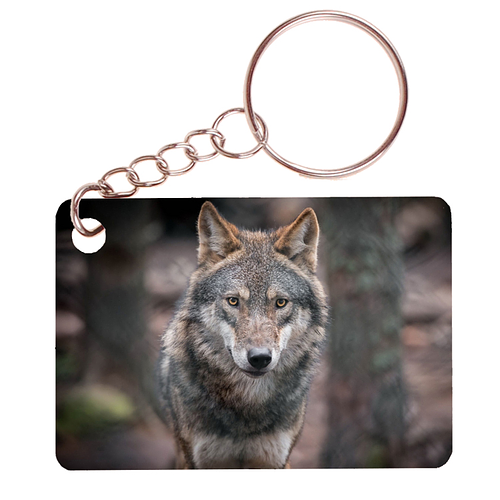 Sleutelhanger 6x4cm - Wolf in Bos