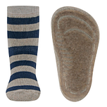 Antislipsokken Ewers Kindermaat - Beige met Donkerblauwe Banen - Elastisch - Siliconenzool