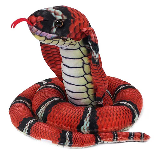Knuffel Cobra Rood Gestreept - 120 cm