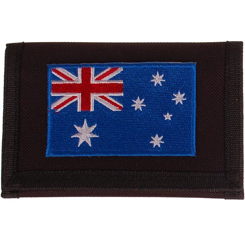 Zwarte klittenbandportemonnee 12x9cm - Applicatie 8x6cm vlag Australië