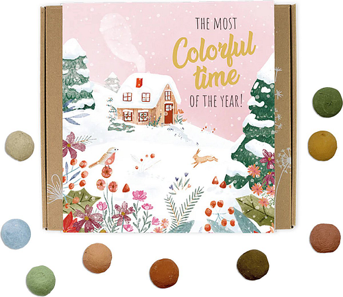 Blossombs Kerst Giftbox - The Most Colorful Time of the Year! - Doosje met 9 Bloembommetjes - 100% Natuurlijk