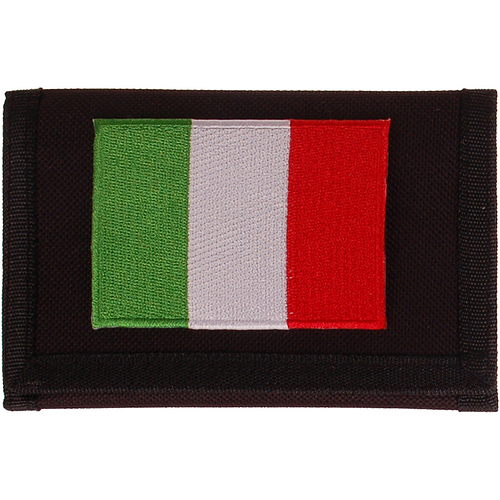 Zwarte klittenbandportemonnee 12x9cm - Applicatie 8x6cm vlag Italië