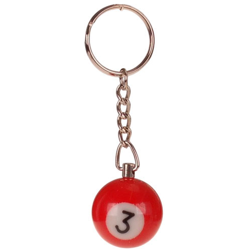 Sleutelhanger - Poolbiljart 3-Ball 3D - Rood - 2,5cm