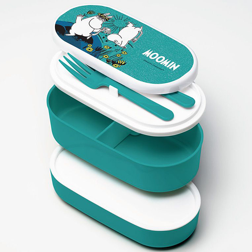 Bento Lunch Box - Moomin - Moomintroll & Moominmamma - 380ml/250ml - Vork en Lepel 13cm - 8,5x17x9cm