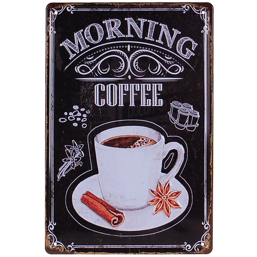 Metalen plaatje - Morning Coffee