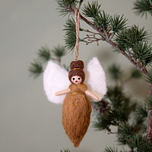 Hanger Vilt - Engeltje Karamelbruin met Goud - Gingerbread - 13cm - Fairtrade