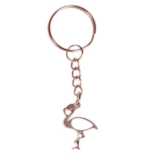 Sleutelhanger - Zilverkleurige Sleutelring - Hangertje Flamingo Zilverkleurig 2,5cm  