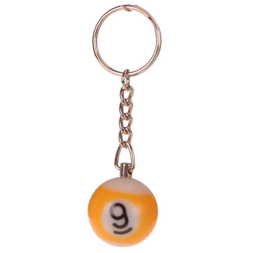 Sleutelhanger - Poolbiljart 9-Ball 3D - Geel/Wit - 2,5cm