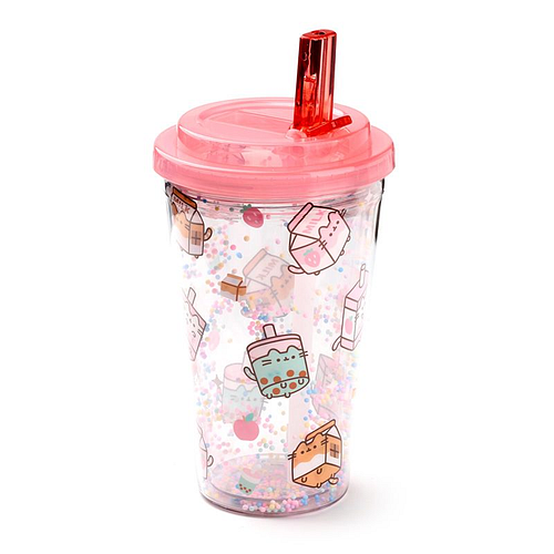 Beker - Pusheen Sips - Drinkverpakkingen - Breukbestendig/Dubbelwandig - Poptop Cover - Ecozen - 500ml