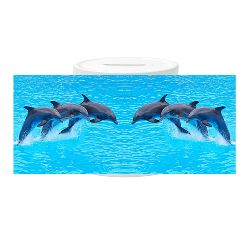 Spaarpot - 3 Dolfijnen in sprong Gespiegeld